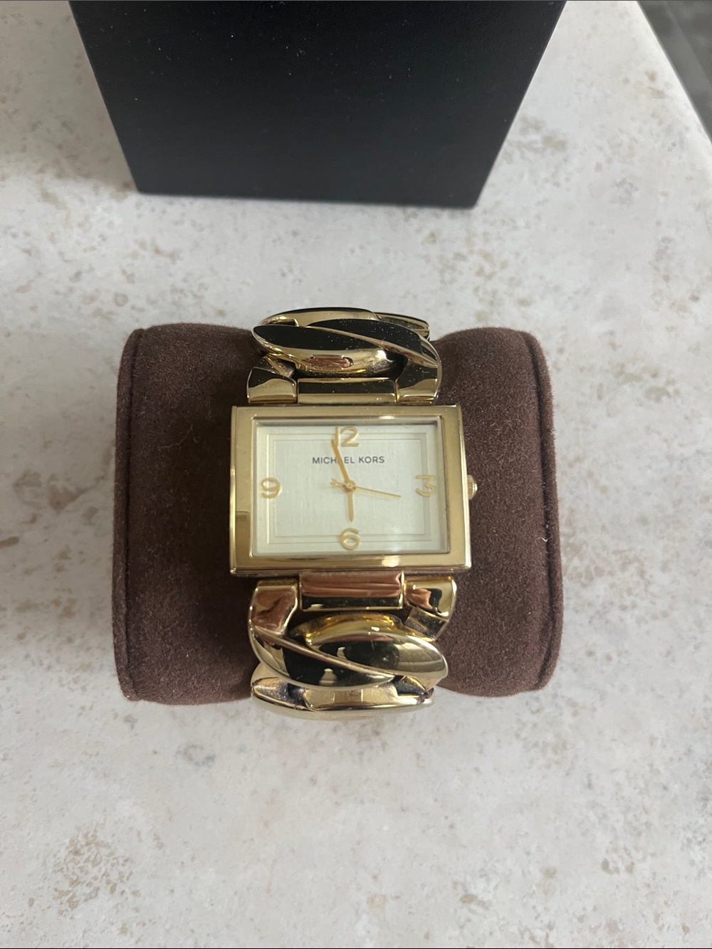 Michael Kors Gold-Tone Link Bracelet Watch with Cream Dial